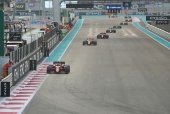 World © Octane Photographic Ltd. Formula 1 – Etihad F1 Grand Prix Abu Dhabi. Scuderia Ferrari Mission Winnow SF21 – Carlos Sainz and McLaren F1 Team MCL35M – Lando Norris. Yas Marina Circuit, Abu Dhabi. Sunday 12th December 2021 Race.