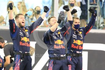 World © Octane Photographic Ltd. Formula 1 – Etihad F1 Grand Prix Abu Dhabi. Red Bull Racing mechanics celebrate. Yas Marina Circuit, Abu Dhabi. Sunday 12th December 2021 Podium and post race celebrations.
