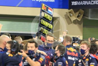 World © Octane Photographic Ltd. Formula 1 – Etihad F1 Grand Prix Abu Dhabi. Red Bull Racing Honda RB16B – Max Verstappen. Yas Marina Circuit, Abu Dhabi. Sunday 12th December 2021 Podium and post race celebrations.