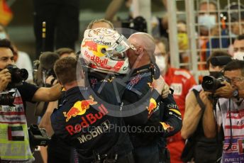 World © Octane Photographic Ltd. Formula 1 – Etihad F1 Grand Prix Abu Dhabi. Red Bull Racing Honda RB16B – Max Verstappen. Yas Marina Circuit, Abu Dhabi. Sunday 12th December 2021 Podium and post race celebrations.