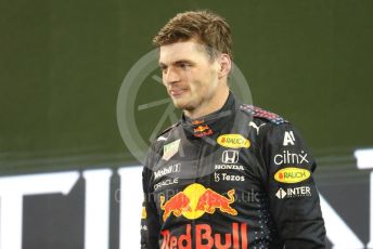 World © Octane Photographic Ltd. Formula 1 – Etihad F1 Grand Prix Abu Dhabi. Red Bull Racing Honda RB16B – Max Verstappen. Yas Marina Circuit, Abu Dhabi. Sunday 12th December 2021 Podium and post race celebrations.