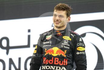 World © Octane Photographic Ltd. Formula 1 – Etihad F1 Grand Prix Abu Dhabi. Red Bull Racing Honda RB16B – Max Verstappen. Yas Marina Circuit, Abu Dhabi. Sunday 12th December 2021 Podium and post race celebrations.