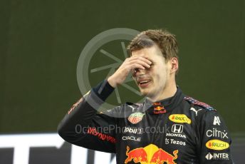 World © Octane Photographic Ltd. Formula 1 – Etihad F1 Grand Prix Abu Dhabi. Red Bull Racing Honda RB16B – Max Verstappen. Yas Marina Circuit, Abu Dhabi. Sunday 12th December 2021 Podium and post race celebrations.