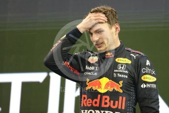 World © Octane Photographic Ltd. Formula 1 – Etihad F1 Grand Prix Abu Dhabi. Red Bull Racing Honda RB16B – Max Verstappen. Yas Marina Circuit, Abu Dhabi. Sunday 12th December 2021 Podium and post race celebrations.