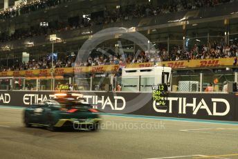 World © Octane Photographic Ltd. Formula 1 – Etihad F1 Grand Prix Abu Dhabi. Aston Martin Vantage safety car 2 laps from the end of the race. Yas Marina Circuit, Abu Dhabi. Sunday 12th December 2021 Podium and post race celebrations.