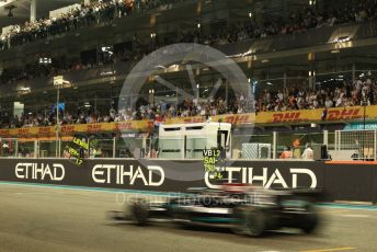World © Octane Photographic Ltd. Formula 1 – Etihad F1 Grand Prix Abu Dhabi. Mercedes AMG Petronas F1 Team F1 W12 - Lewis Hamilton. 2 laps from the end of the race. Yas Marina Circuit, Abu Dhabi. Sunday 12th December 2021 Podium and post race celebrations.