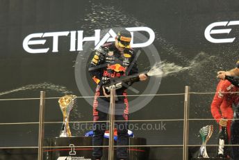 World © Octane Photographic Ltd. Formula 1 – Etihad F1 Grand Prix Abu Dhabi. Red Bull Racing Honda RB16B – Max Verstappen. Yas Marina Circuit, Abu Dhabi. Sunday 12th December 2021 Podium and post race celebrations.