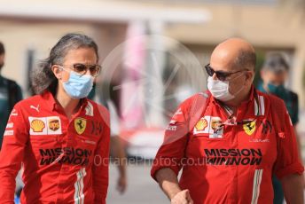 World © Octane Photographic Ltd. Formula 1 – Etihad F1 Grand Prix Abu Dhabi. Laurent Mekies – Sporting Director of Scuderia Ferrari Mission Winnow and Luca Colajanni - Head of External Relations and Communications. Yas Marina Circuit, Abu Dhabi. Friday 10th December 2021.