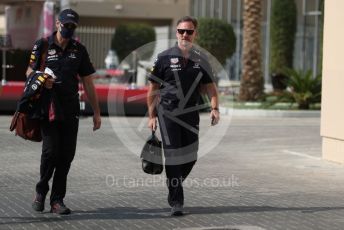 World © Octane Photographic Ltd. Formula 1 – Etihad F1 Grand Prix Abu Dhabi. Christian Horner - Team Principal and Adrian Newey - Chief Technical Officer of Red Bull Racing. Yas Marina Circuit, Abu Dhabi. Saturday 11th December 2021.