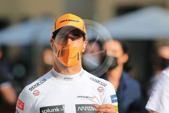 World © Octane Photographic Ltd. Formula 1 – Etihad F1 Grand Prix Abu Dhabi. McLaren F1 Team MCL35M – Daniel Ricciardo. Yas Marina Circuit, Abu Dhabi. Sunday 12th December 2021 Paddock and Setup.