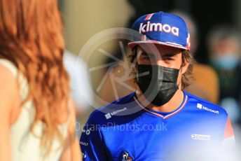 World © Octane Photographic Ltd. Formula 1 – Etihad F1 Grand Prix Abu Dhabi. Alpine F1 Team A521 – Fernando Alonso. Yas Marina Circuit, Abu Dhabi. Sunday 12th December 2021 Paddock and Setup.