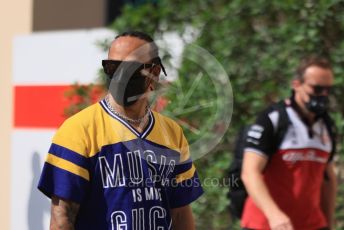 World © Octane Photographic Ltd. Formula 1 – Etihad F1 Grand Prix Abu Dhabi. Mercedes AMG Petronas F1 Team F1 W12 - Lewis Hamilton. Yas Marina Circuit, Abu Dhabi. Sunday 12th December 2021 Paddock and Setup.