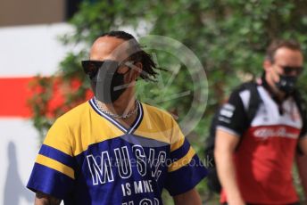 World © Octane Photographic Ltd. Formula 1 – Etihad F1 Grand Prix Abu Dhabi. Mercedes AMG Petronas F1 Team F1 W12 - Lewis Hamilton. Yas Marina Circuit, Abu Dhabi. Sunday 12th December 2021 Paddock and Setup.