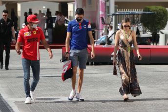 World © Octane Photographic Ltd. Formula 1 – Etihad F1 Grand Prix Abu Dhabi. Alpine F1 Team A521– Esteban Ocon and girlfriend Elena Berri. Yas Marina Circuit, Abu Dhabi. Sunday 12th December 2021 Paddock and Setup.