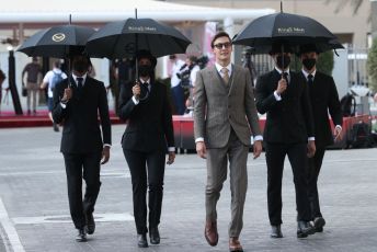 World © Octane Photographic Ltd. Formula 1 – Etihad F1 Grand Prix Abu Dhabi. Williams Racing FW 43B – George Russell suited for Kingsmen photo shoot. Yas Marina Circuit, Abu Dhabi. Sunday 12th December 2021 Paddock and Setup.