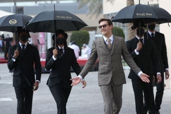 World © Octane Photographic Ltd. Formula 1 – Etihad F1 Grand Prix Abu Dhabi. Williams Racing FW 43B – George Russell suited for Kingsmen photo shoot. Yas Marina Circuit, Abu Dhabi. Sunday 12th December 2021 Paddock and Setup.
