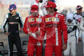 World © Octane Photographic Ltd. Formula 1 – Etihad F1 Grand Prix Abu Dhabi. Scuderia Ferrari Mission Winnow SF21 – Carlos Sainz and Charles Leclerc. Yas Marina Circuit, Abu Dhabi. Sunday 12th December 2021 Drivers’ Parade.