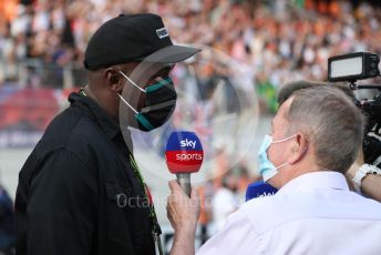 World © Octane Photographic Ltd. Formula 1 – Etihad F1 Grand Prix Abu Dhabi. Martin Brundle interviews Stormzy. Yas Marina Circuit, Abu Dhabi. Sunday 12th December 2021.