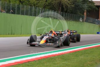 World © Octane Photographic Ltd. Formula 1 – Emilia Romagna Grand Prix – Imola, Italy. Friday 22nd April 2022 Qualifying. Oracle Red Bull Racing RB18 – Sergio Perez and Max Verstappen.