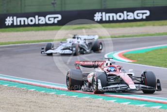 World © Octane Photographic Ltd. Formula 1 – Emilia Romagna Grand Prix – Imola, Italy. Friday 22nd April 2022 Qualifying. Alfa Romeo F1 Team Orlen C42 - Valtteri Bottas and Scuderia AlphaTauri AT03 - Pierre Gasly.