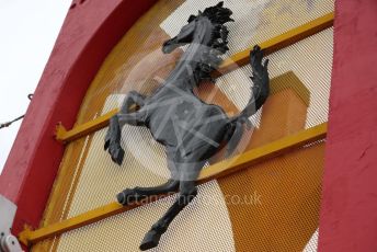 World © Octane Photographic Ltd. Formula 1 – Emilia Romagna Grand Prix – Imola, Italy. Friday 22nd April 2022 Qualifying. Huge Scuderia Ferrari logo on the top of the pitlane tower.