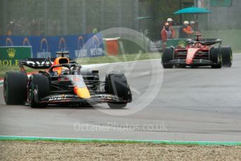 World © Octane Photographic Ltd. Formula 1 – Emilia Romagna Grand Prix – Imola, Italy. Friday 24th April 2022 Race. Oracle Red Bull Racing RB18 – Max Verstappen and Scuderia Ferrari F1-75 - Charles Leclerc.