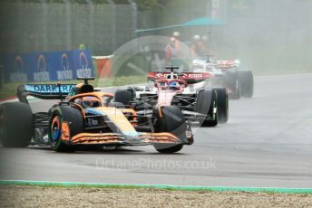 World © Octane Photographic Ltd. Formula 1 – Emilia Romagna Grand Prix – Imola, Italy. Friday 24th April 2022 Race. McLaren F1 Team MCL36 - Daniel Ricciardo and Alfa Romeo F1 Team Orlen C42 - Valtteri Bottas..