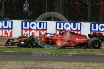 World © Octane Photographic Ltd. Formula 1 – Emilia Romagna Grand Prix – Imola, Italy. Friday 24th April 2022 Race. Scuderia Ferrari F1-75 - Carlos Sainz after contact with the McLaren of Daniel Ricciardo.
