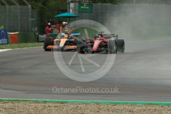 World © Octane Photographic Ltd. Formula 1 – Emilia Romagna Grand Prix – Imola, Italy. Friday 24th April 2022 Race. McLaren F1 Team MCL36 - Lando Norris and Scuderia Ferrari F1-75 - Charles Leclerc.