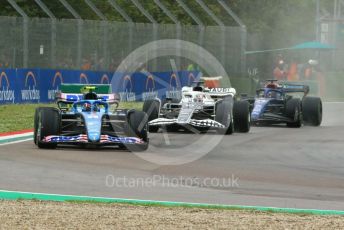 World © Octane Photographic Ltd. Formula 1 – Emilia Romagna Grand Prix – Imola, Italy. Friday 24th April 2022 Race. BWT Alpine F1 Team A522 - Esteban Ocon, Scuderia AlphaTauri AT03 - Pierre Gasly and Williams Racing FW44 - Alex Albon.