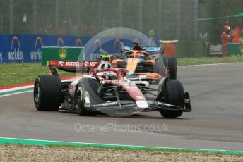 World © Octane Photographic Ltd. Formula 1 – Emilia Romagna Grand Prix – Imola, Italy. Friday 24th April 2022 Race. Alfa Romeo F1 Team Orlen C42 - Guanyu Zhou and McLaren F1 Team MCL36 - Daniel Ricciardo.
