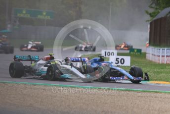 World © Octane Photographic Ltd. Formula 1 – Emilia Romagna Grand Prix – Imola, Italy. Friday 24th April 2022 Race. BWT Alpine F1 Team A522 - Fernando Alonso and Mercedes-AMG Petronas F1 Team F1 W13 - Lewis Hamilton.