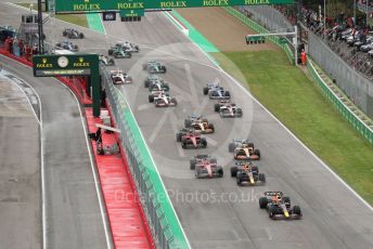 World © Octane Photographic Ltd. Formula 1 – Emilia Romagna Grand Prix – Imola, Italy. Friday 24th April 2022 Race. Oracle Red Bull Racing RB18 – Max Verstappen leads from the start as Sergio Perez takes 2nd place.