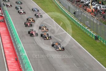 World © Octane Photographic Ltd. Formula 1 – Emilia Romagna Grand Prix – Imola, Italy. Friday 24th April 2022 Race. Oracle Red Bull Racing RB18 – Max Verstappen leads from the start as Sergio Perez takes 2nd place.