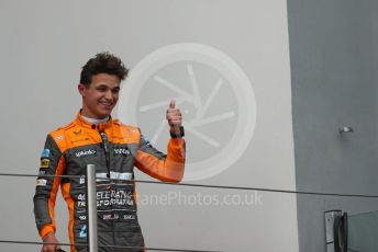 World © Octane Photographic Ltd. Formula 1 – Emilia Romagna Grand Prix – Imola, Italy. Friday 24th April 2022 Podium. McLaren F1 Team MCL36 - Lando Norris.