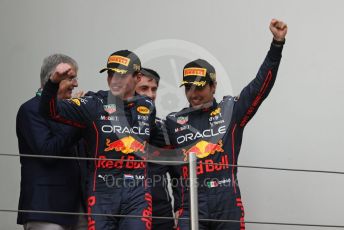 World © Octane Photographic Ltd. Formula 1 – Emilia Romagna Grand Prix – Imola, Italy. Friday 24th April 2022 Podium. Oracle Red Bull Racing RB18 – Max Verstappen and Sergio Perez.