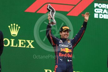 World © Octane Photographic Ltd. Formula 1 – Emilia Romagna Grand Prix – Imola, Italy. Friday 24th April 2022 Podium. Oracle Red Bull Racing RB18 – Sergio Perez.