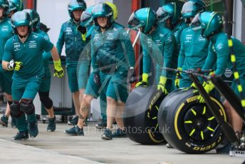 World © Octane Photographic Ltd. Formula 1 – Emilia Romagna Grand Prix – Imola, Italy. Thursday 21st April 2022 Paddock and Setup. Aston Martin Aramco Cognizant F1 Team AMR22 Pitstop practice.