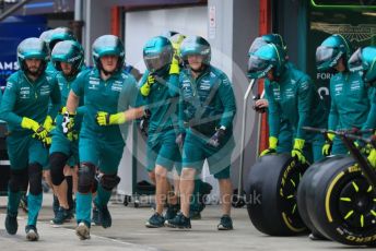 World © Octane Photographic Ltd. Formula 1 – Emilia Romagna Grand Prix – Imola, Italy. Thursday 21st April 2022 Paddock and Setup. Aston Martin Aramco Cognizant F1 Team AMR22 Pitstop practice.
