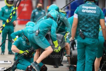 World © Octane Photographic Ltd. Formula 1 – Emilia Romagna Grand Prix – Imola, Italy. Thursday 21st April 2022 Paddock and Setup. Aston Martin Aramco Cognizant F1 Team AMR22 Pitstop practice