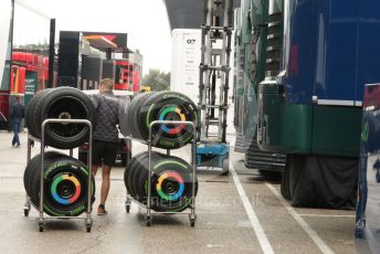 World © Octane Photographic Ltd. Formula 1 – Emilia Romagna Grand Prix – Imola, Italy. Thursday 21st April 2022 Paddock and Setup.McLaren F1 Team wheels and Pirelli tyres