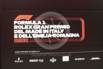 World © Octane Photographic Ltd. Formula 1 – Emilia Romagna Grand Prix – Imola, Italy. Thursday 21st April 2022 Paddock and Setup. Event Signage