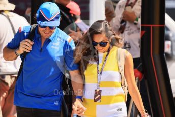World © Octane Photographic Ltd. Formula 1 – French Grand Prix - Paul Ricard - Le Castellet. Friday 22nd July 2022 Paddock. BWT Alpine F1 Team A522 - Fernando Alonso and partner Andrea Schlager.