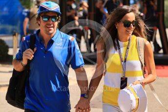 World © Octane Photographic Ltd. Formula 1 – French Grand Prix - Paul Ricard - Le Castellet. Friday 22nd July 2022 Paddock. BWT Alpine F1 Team A522 - Fernando Alonso and partner Andrea Schlager.