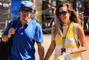 World © Octane Photographic Ltd. Formula 1 – French Grand Prix - Paul Ricard - Le Castellet. Friday 22nd July 2022 Paddock. BWT Alpine F1 Team A522 - Fernando Alonso and partner Andrea Schlager.