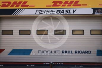 World © Octane Photographic Ltd. Formula 1 – French Grand Prix - Paul Ricard - Le Castellet. Friday 22nd July 2022 Paddock. Scuderia AlphaTauri AT03 - Pierre Gasly closed garage