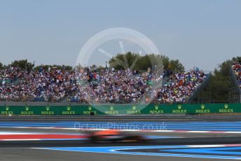 World © Octane Photographic Ltd. Formula 1 – French Grand Prix - Paul Ricard. Saturday 23rd July 2022. Practice 3. Oracle Red Bull Racing RB18 – Max Verstappen passes infront of fans in the granstands