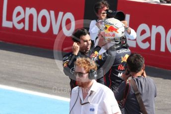 World © Octane Photographic Ltd. Formula 1 – French Grand Prix - Paul Ricard - Le Castellet. Saturday 23rd July 2022 Qualifying. Oracle Red Bull Racing RB18 – Max Verstappen and Sergio Perez.