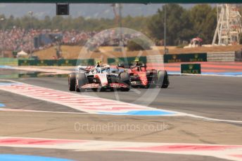 World © Octane Photographic Ltd. Formula 1 – French Grand Prix - Paul Ricard - Le Castellet. Sunday 24th July 2022 Race. Haas F1 Team VF-22 - Mick Schumacher and Scuderia Ferrari F1-75 - Carlos Sainz.