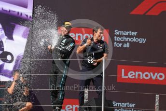 World © Octane Photographic Ltd. Formula 1 – French Grand Prix - Paul Ricard - Le Castellet. Sunday 24th July 2022 Podium. Mercedes-AMG Petronas F1 Team F1 W13 - Lewis Hamilton and Oracle Red Bull  Technical Director - Pierre Wache.